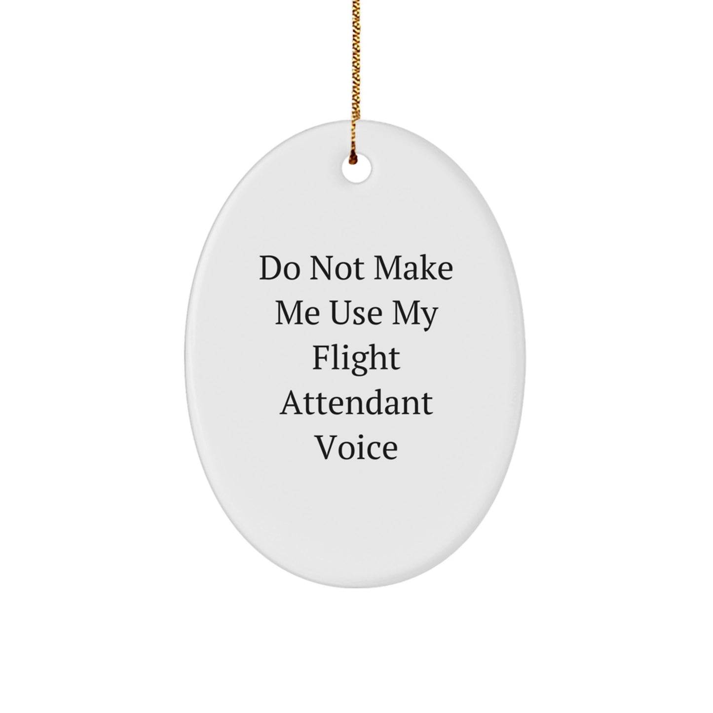 Flight Attendant Gifts for Coworkers, Funny Oval Ornament, White Christmas Unique Gifts from Friends - Image 1