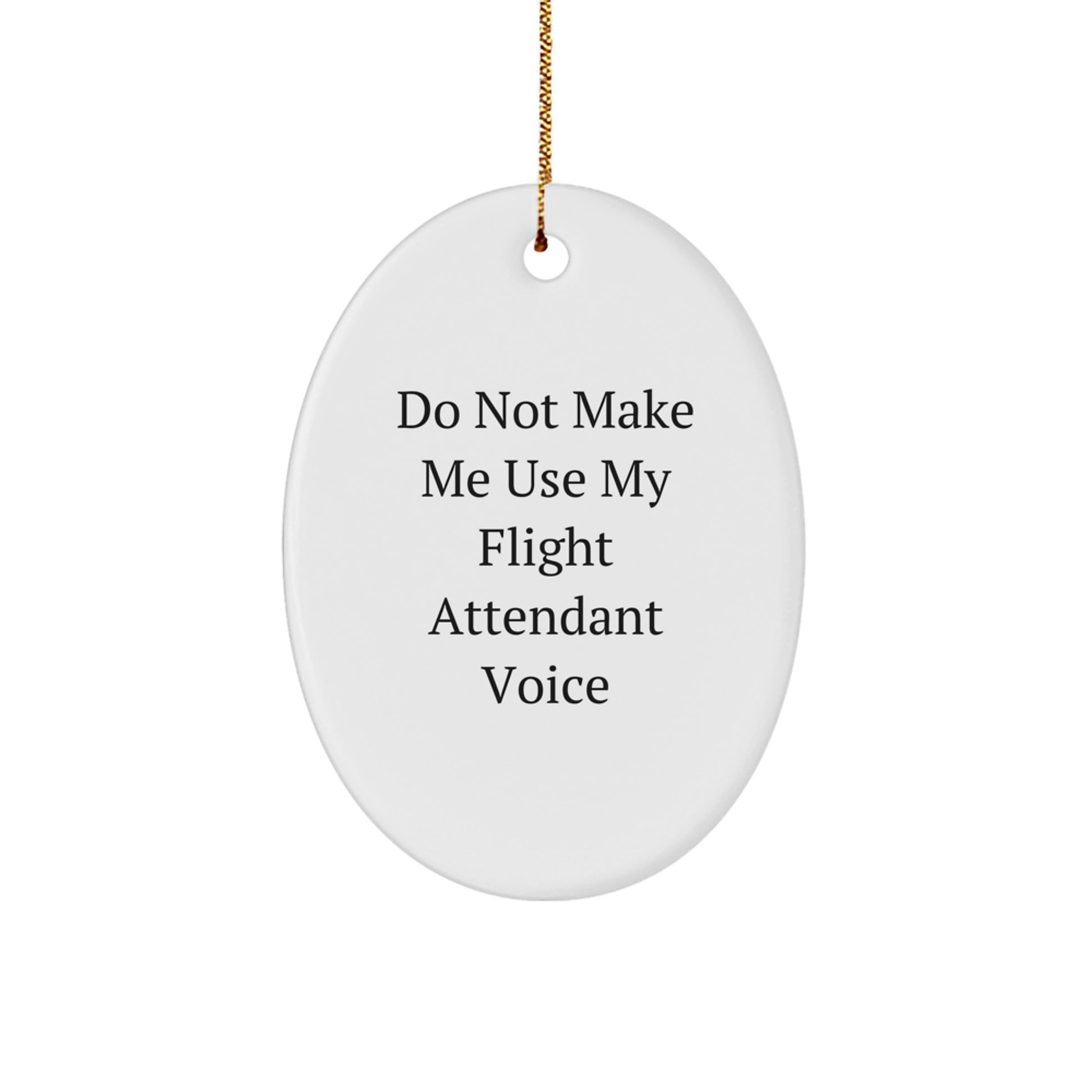 Flight Attendant Gifts for Coworkers, Funny Oval Ornament, White Christmas Unique Gifts from Friends - Image 1