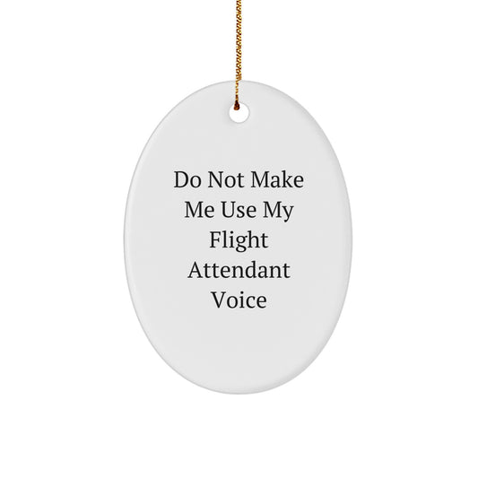 Flight Attendant Gifts for Coworkers, Funny Oval Ornament, White Christmas Unique Gifts from Friends - Image 1
