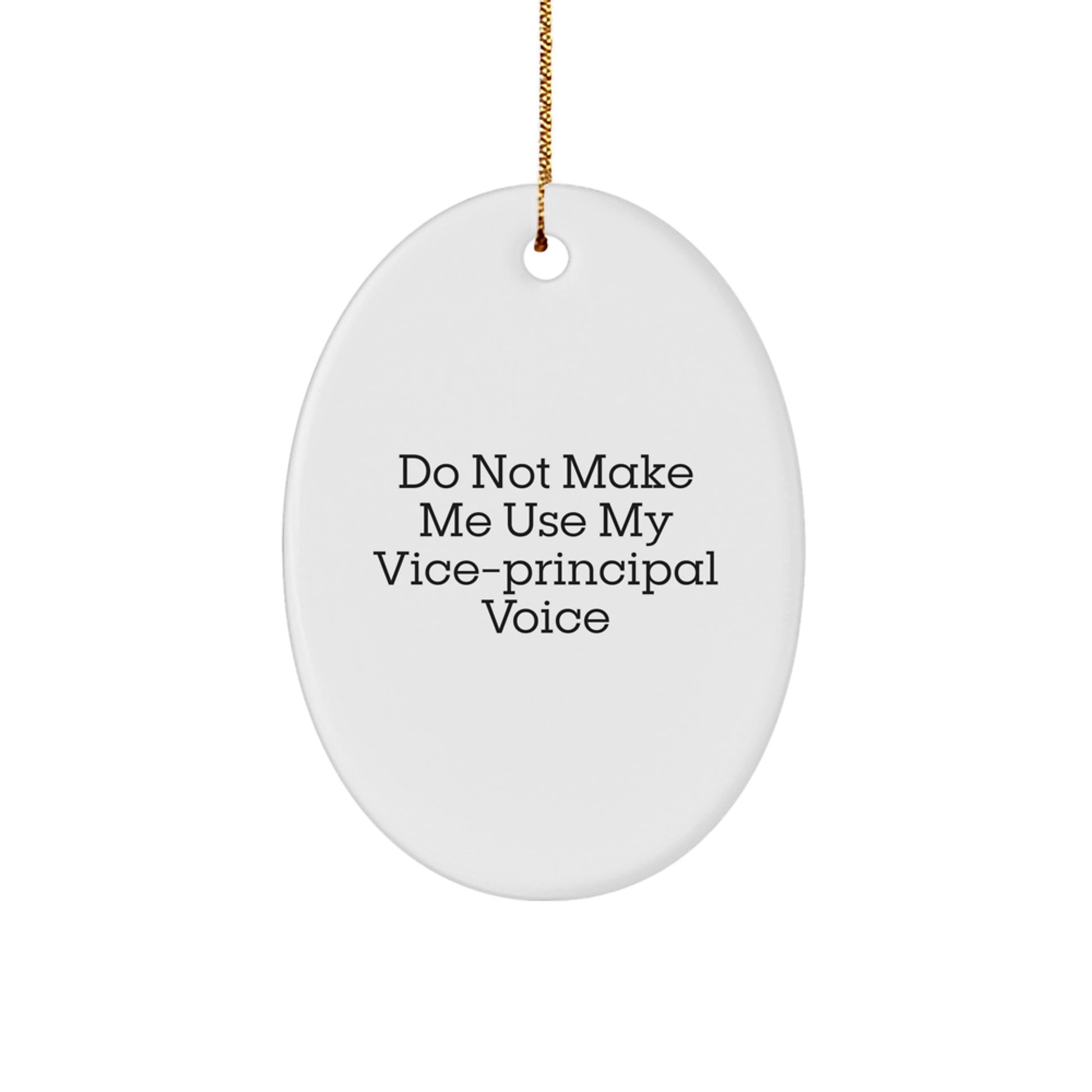 Funny Vice-principal Gifts for Men from Family - Oval Ornament with 'Do Not Make Me Use My Vice-principal Voice' Quote, Christmas Unique Gifts - Image 1