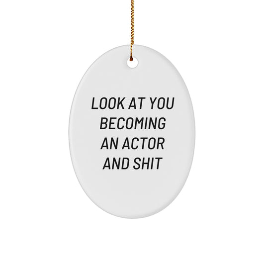 Funny Actor Gifts from Friends, Unique Oval Ornaments for Actor Enthusiasts, Christmas Unique Gifts for Him - Image 1