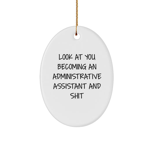 Funny Administrative Assistant Oval Ornament Gifts from Coworkers, Employees, Friends - Celebrate Christmas Unique - Image 1