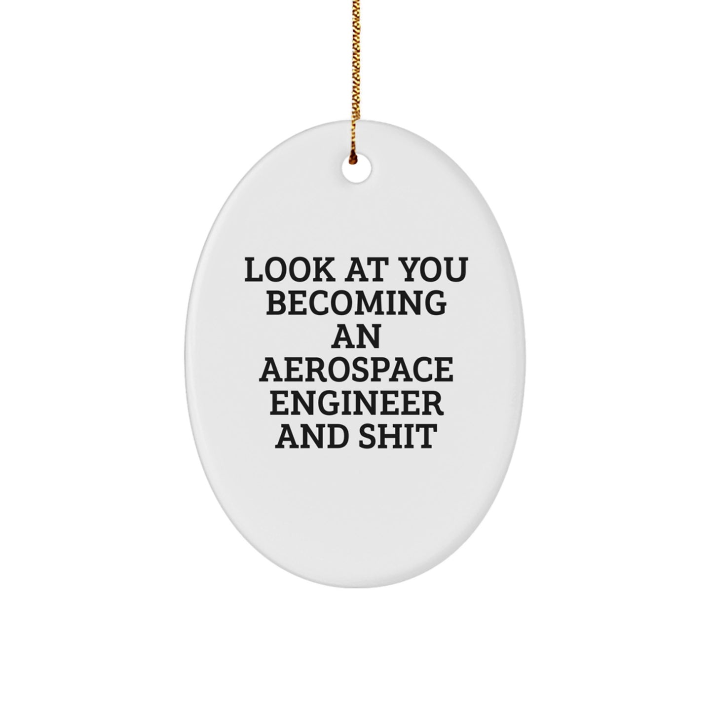 Funny Aerospace Engineer Gifts from Friends and Family - Oval Ornament, Christmas Unique Present for Aerospace Engineer Enthusiasts, White - Image 1