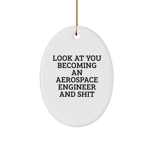 Funny Aerospace Engineer Gifts from Friends and Family - Oval Ornament, Christmas Unique Present for Aerospace Engineer Enthusiasts, White - Image 1