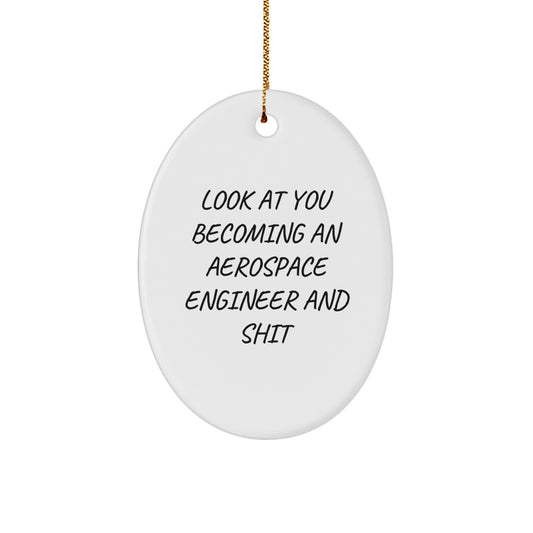 Aerospace Engineer Oval Ornament Gift Funny Quotes for Him from Friends for Christmas Unique Decoration - Image 1