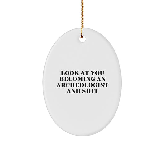 Funny Archeologist Oval Ornament Gifts from Friends, Unique Christmas Unique Gifts for Archeologist Men, Oval Shaped - Image 1