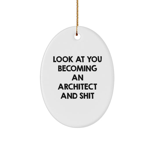 Funny Architect Oval Ornament Gifts for Friends - Look At You Becoming An Architect And Shit - Christmas Unique Gifts from Men - Image 1