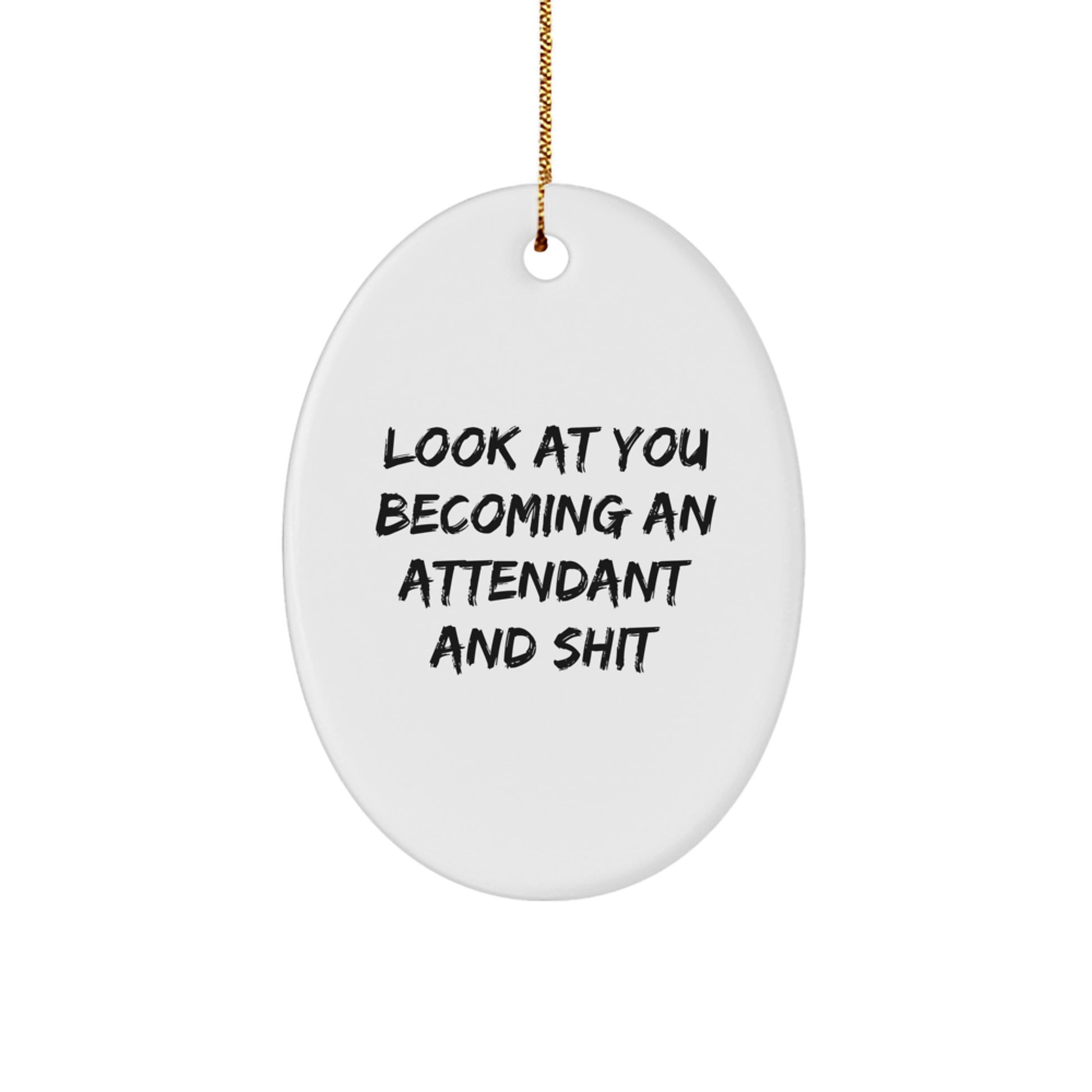 Funny Attendant Oval Ornament Gifts from Friends for Attendants, Unique Christmas Unique Gifts for Men Women Coworkers Family Oval Desk Decoration - Image 1