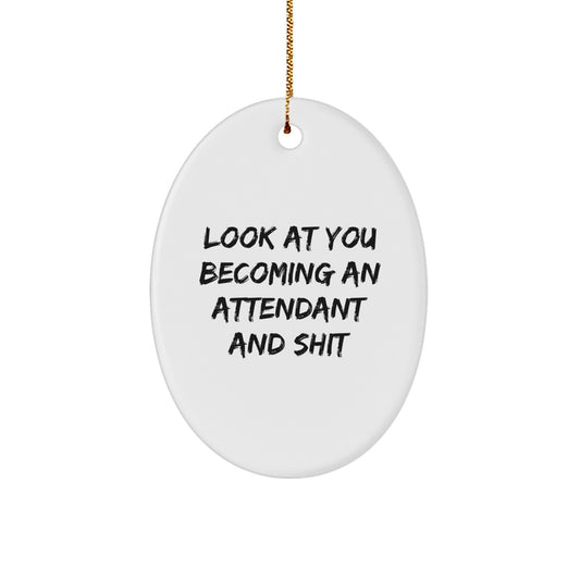 Funny Attendant Oval Ornament Gifts from Friends for Attendants, Unique Christmas Unique Gifts for Men Women Coworkers Family Oval Desk Decoration - Image 1