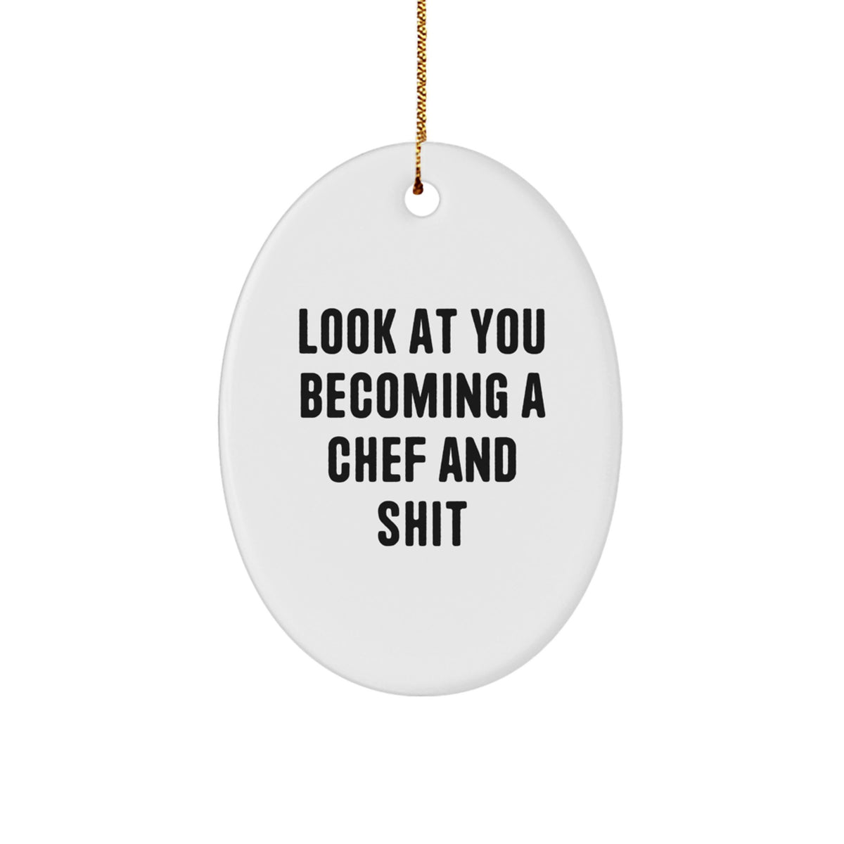 Christmas Gift Bright Cheerful Chef Oval Ornament for Her Present - Image 1