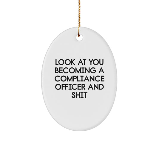 Christmas Unique Gift for Her Compliance Officer Oval Ornament Present - Image 1