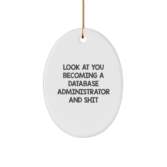 Funny Database Administrator Oval Ornament, Gifts for Database Administrator Friends, Unique Christmas Decorations, Oval Ornament from Friends - Image 1