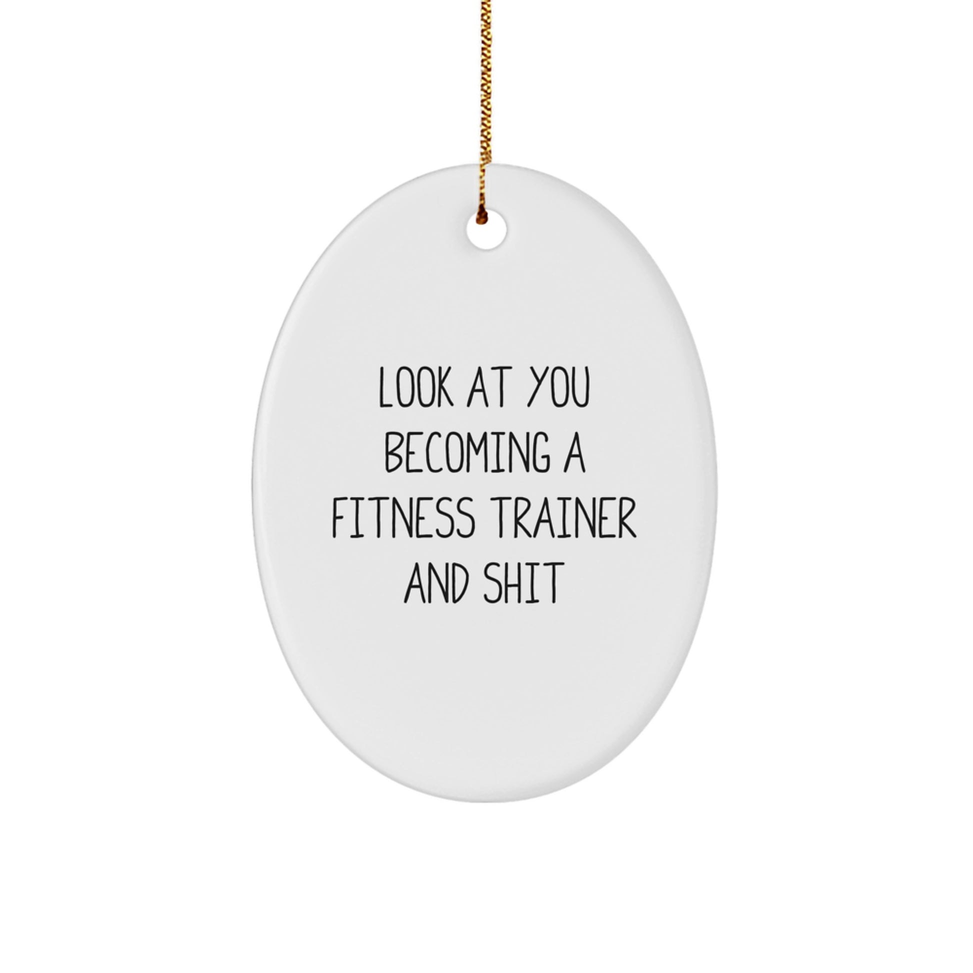 Funny Fitness Trainer Oval Ornament Gifts for Him, Gifts from Men to Fitness Trainer, Christmas Unique Gifts for Fitness Trainer - Image 1