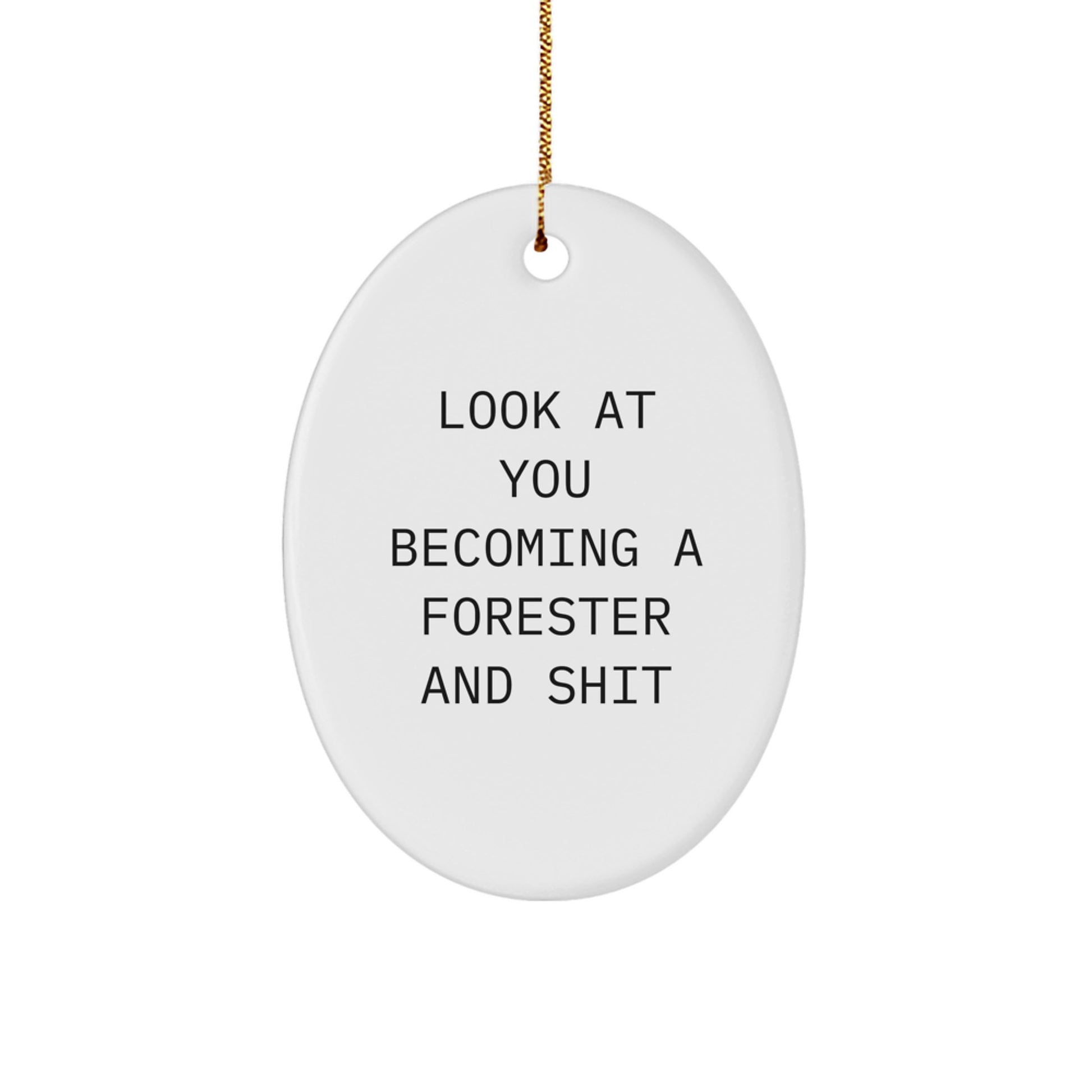Funny Forester Gifts for Men, Funny Oval Ornament, 'Look At You Becoming A Forester And Shit' - Gifts from Family and Friends - Christmas Unique Gifts - Image 1