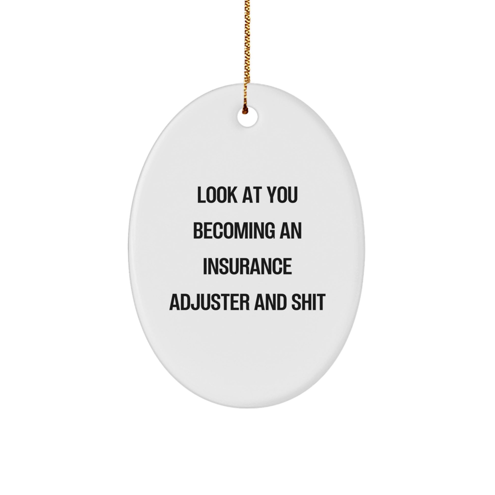 Funny Quote Oval Ornament for Insurance Adjusters, Gifts for Men, Women, Friends, Coworkers, Family, Christmas Unique Gifts from Gifts from Family - Image 1