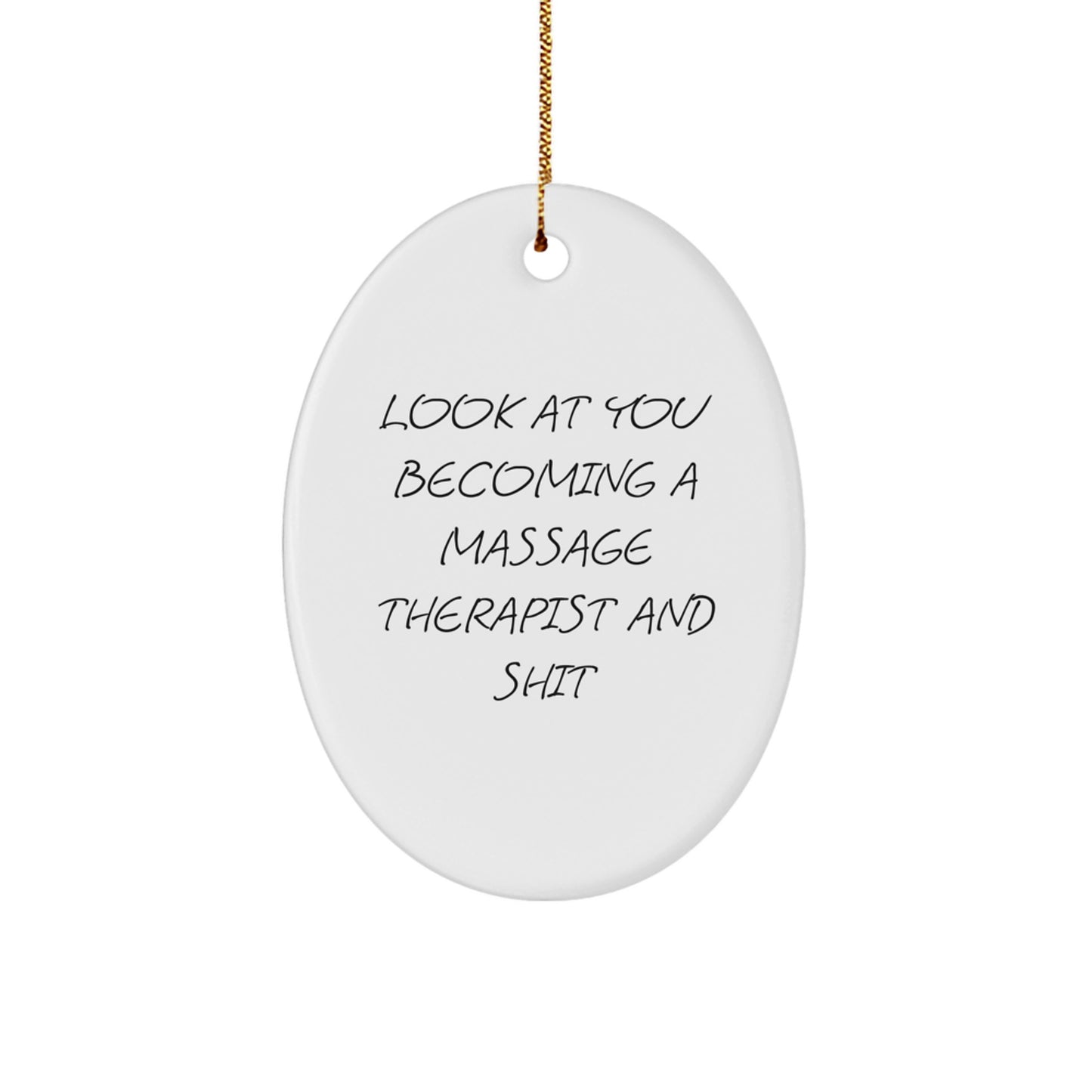 Funny Massage Therapist Gifts from Men to Friends - Unique Oval Ornament for Christmas - Image 1