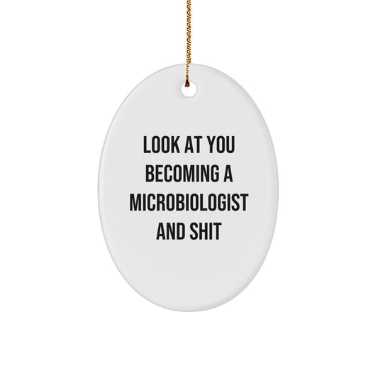 Funny Microbiologist Oval Ornament Gifts from Friends to Family, Unique Christmas Unique Gifts for Microbiologist Lab Men and Women - Image 1