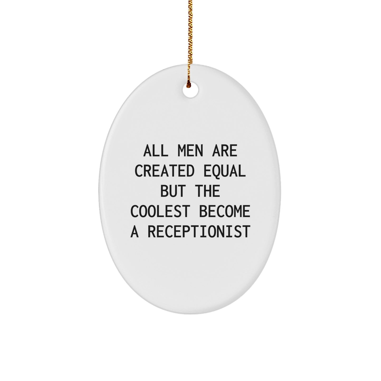 Funny Christmas Unique Gifts for Receptionists, Oval Ornament, Gifts from Men, Women, Friends, Coworkers, Family - Image 1
