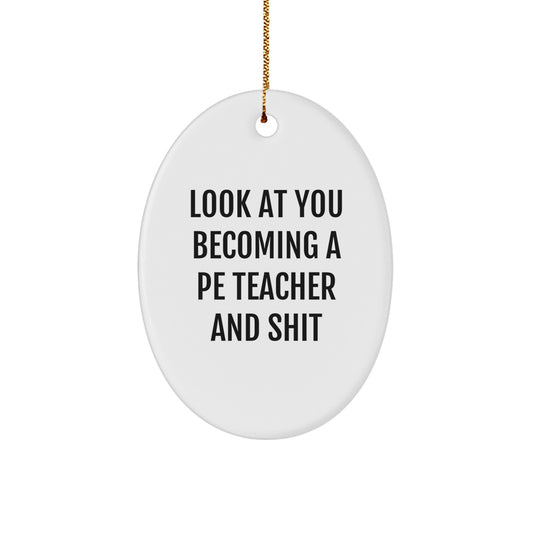 PE Teacher Christmas Ornament Keepsake for Him Gift Lighthearted Quote - Image 1