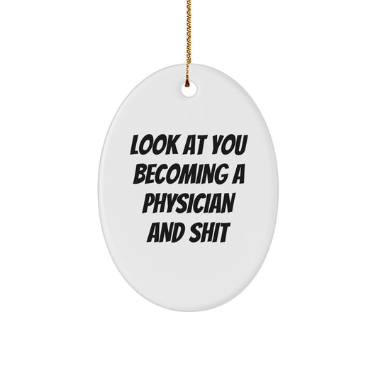 Funny Physician Oval Ornament Gifts from Friends for Physician, Oval Ornament Christmas Unique Gifts, Gifts for Male Physicians - Image 1