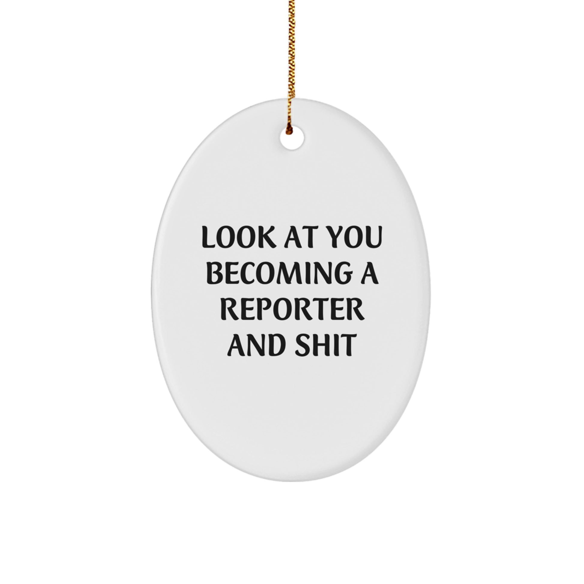 Christmas Gift Reporter Oval Ornament for Roommates Collectible Surprise - Image 1