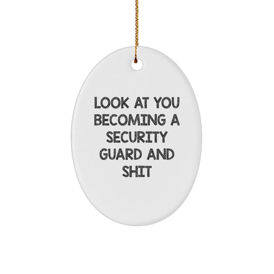 Funny Security Guard Oval Ornament Gifts for Security Guard Friends and Family, Unique Christmas Unique Gifts from Men, Women, Coworkers - Image 1