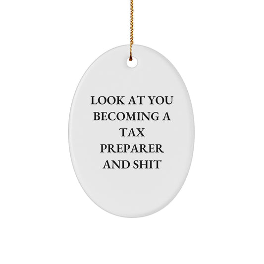 Christmas Gift for Her Tax Preparer Oval Ornament Present Surprise - Image 1