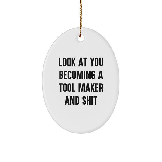 Oval Ornament for a Best Friend Gift – Tool Maker Christmas Ornament - Image 1