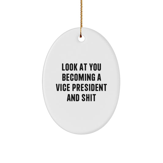Funny Vice President Oval Ornament Gifts from Friends to Vice President, Unique Oval Shape Christmas Unique Gifts for Vice President - Image 1
