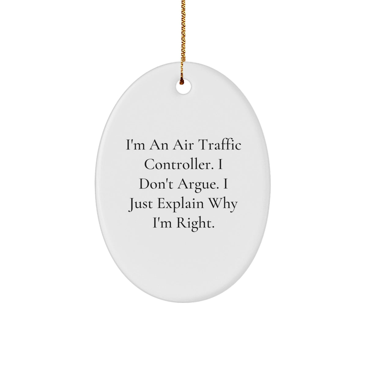 Air Traffic Controller Oval Christmas Ornament Idea for Coworkers Gift - Image 1