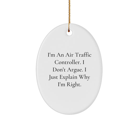 Air Traffic Controller Oval Christmas Ornament Idea for Coworkers Gift - Image 1