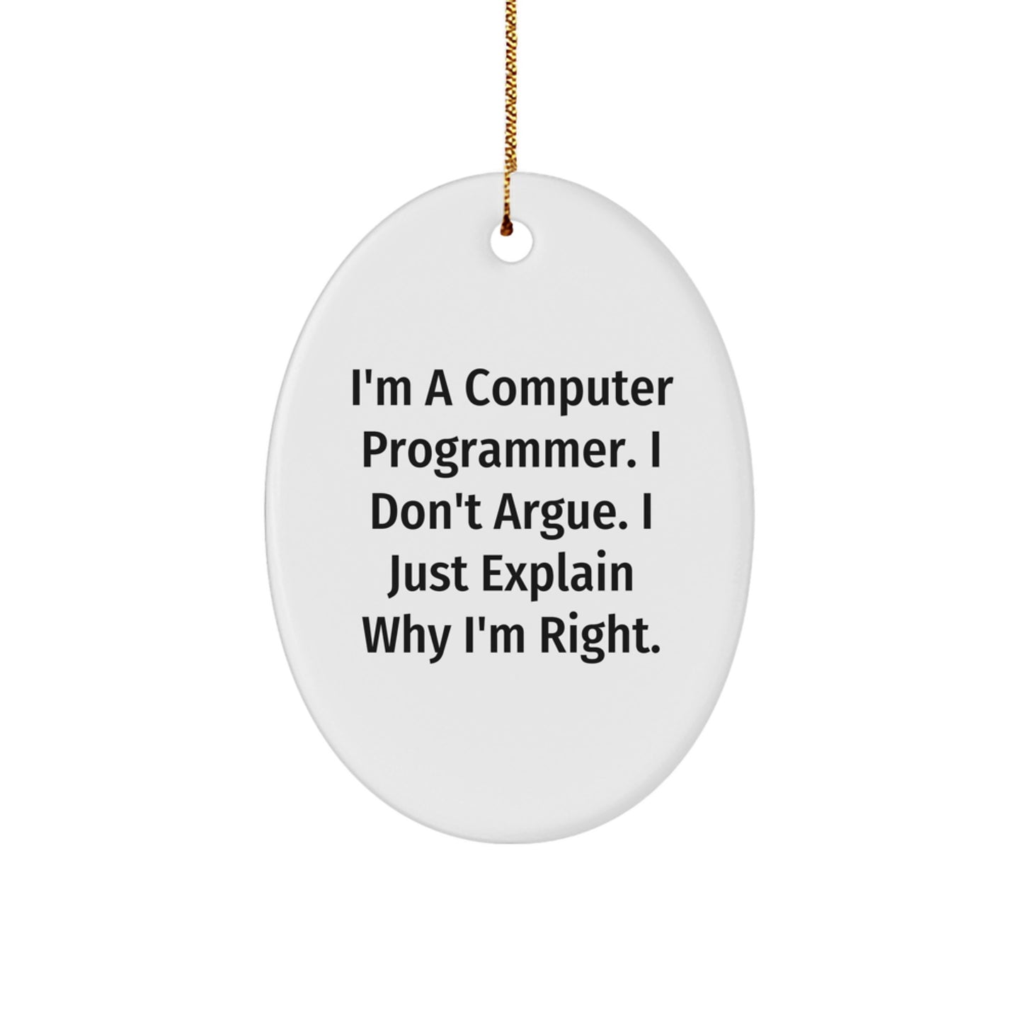 Funny Computer Programmer Oval Ornament Gifts for Men, Unique Christmas Unique Gifts from Friends, Coworkers, Family, or Yourself - Image 1