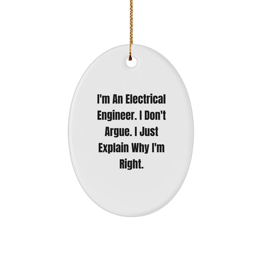 Christmas Gift for Her Electrical Engineer Oval Ornament Present - Image 1