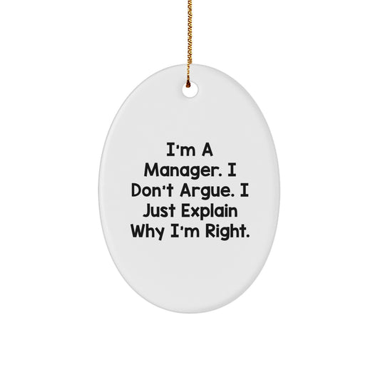 Manager Oval Ornament Funny Quote Gifts for Men from Friends - Image 1
