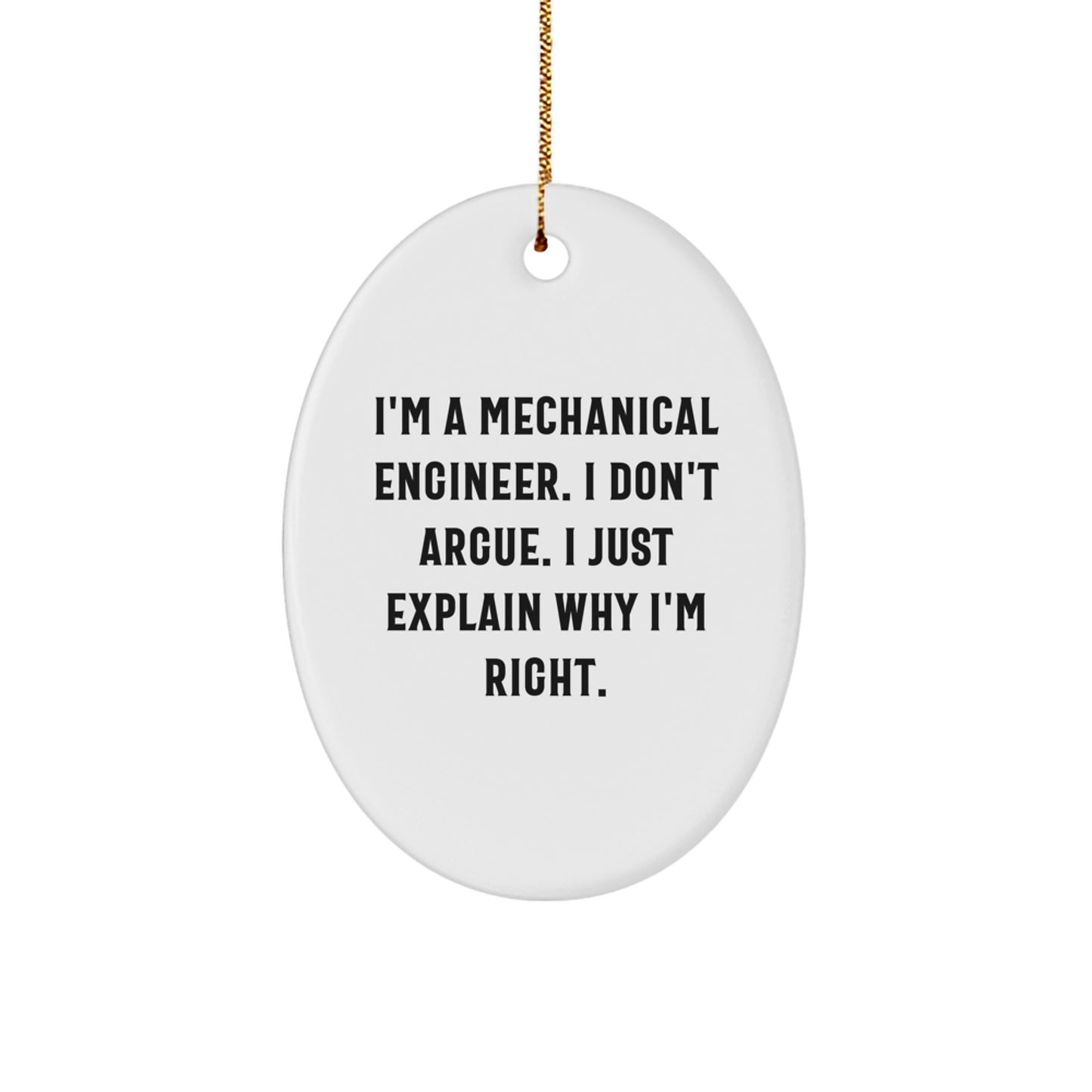 Mechanical Engineer Oval Christmas Ornament Idea Gift for Coworkers - Image 1