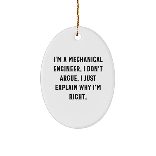 Mechanical Engineer Oval Christmas Ornament Idea Gift for Coworkers - Image 1