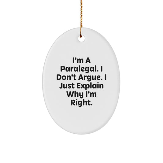 Christmas Gift for Her Paralegal Present Oval Ornament Bright - Image 1