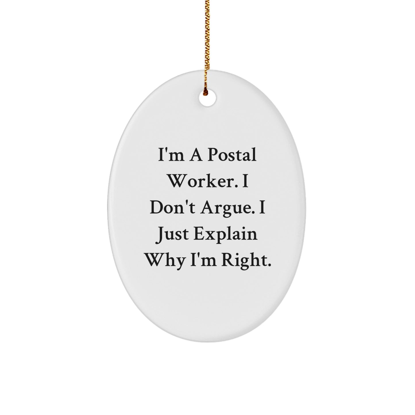 Funny Postal Worker Oval Ornament, Gifts from Family and Friends for Postal Worker, Unique Christmas Unique Gifts for Men, Women, Coworkers, and Family - Image 1