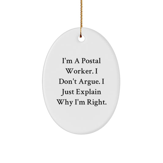 Funny Postal Worker Oval Ornament, Gifts from Family and Friends for Postal Worker, Unique Christmas Unique Gifts for Men, Women, Coworkers, and Family - Image 1