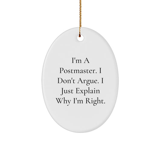 Funny Postmaster Gifts from Friends, Postmaster Oval Ornament Christmas Unique Ideas for Men, Women, Coworkers, Family - Image 1