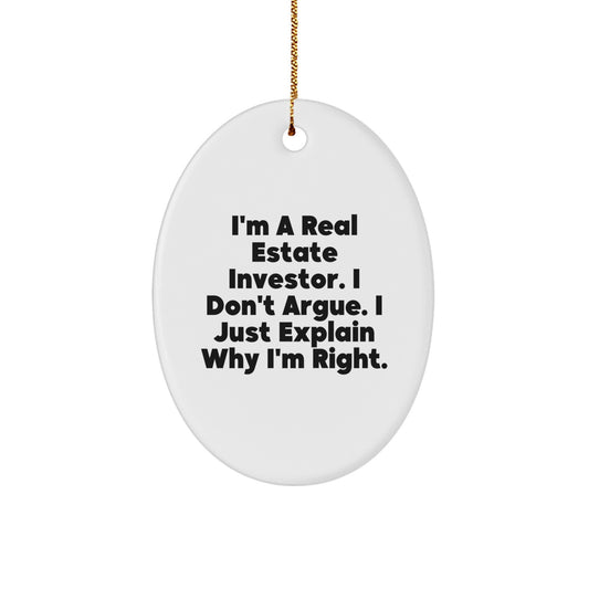 Funny Real Estate Investor Gifts from Friends, Funny Oval Ornament, Inspirational Christmas Unique Gifts for Real Estate Investor Men - Image 1