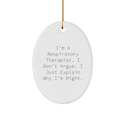 Funny Respiratory Therapist Gifts from Family - Oval Ornament for Christmas Unique Gifts for Respiratory Therapist Men - Image 1