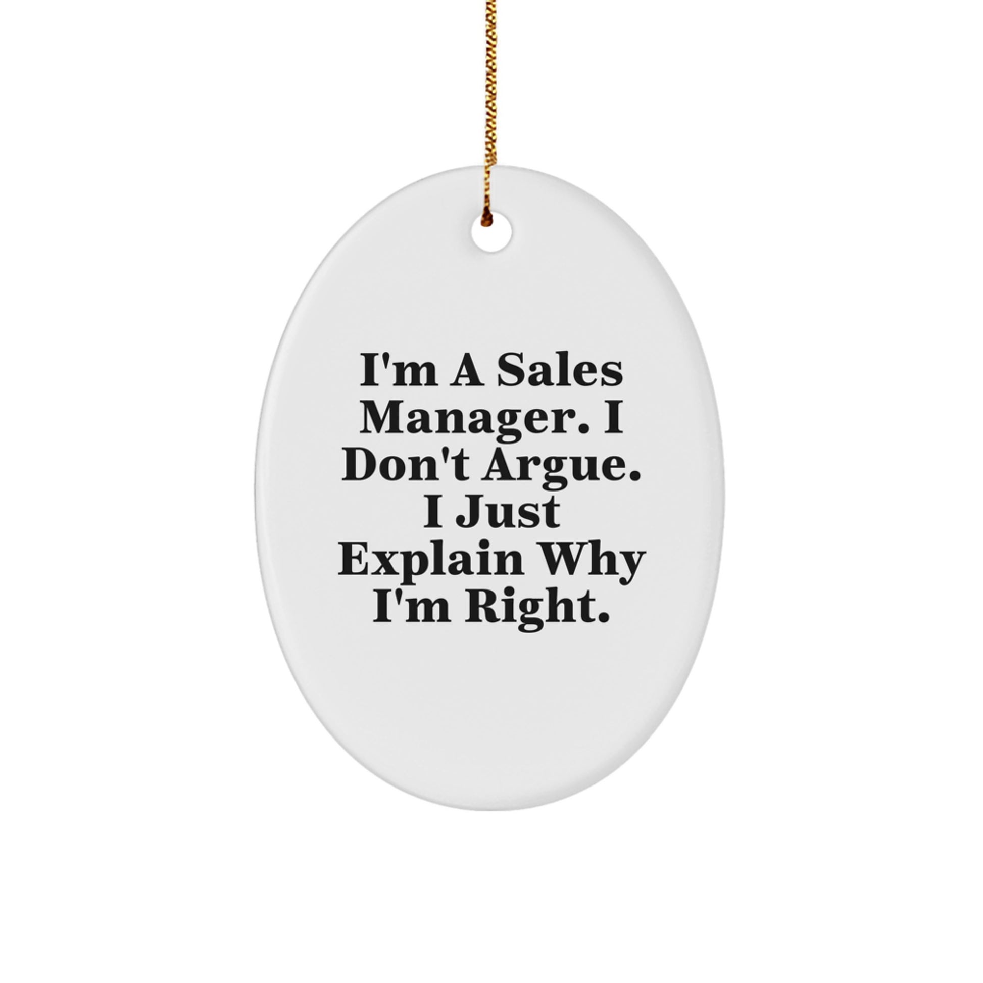Funny Sales Manager Gifts for Men, Oval Ornament from Friends, Christmas Unique Presents for Sales Manager - Image 1