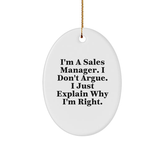 Funny Sales Manager Gifts for Men, Oval Ornament from Friends, Christmas Unique Presents for Sales Manager - Image 1