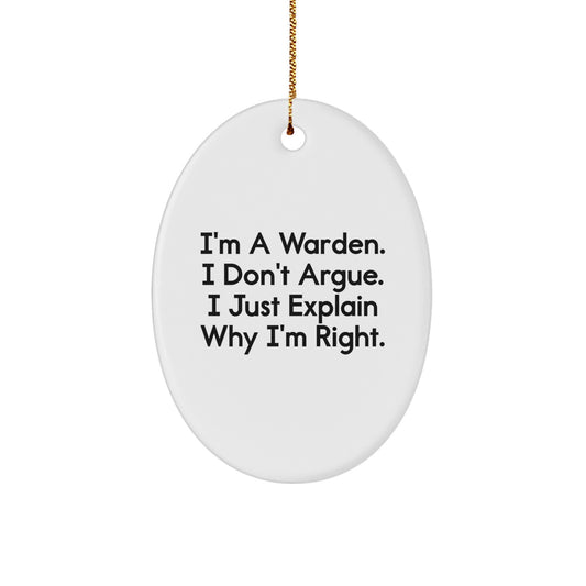 Funny Warden Christmas Oval Ornament Gifts from Men, Gifts for Warden, Inspirational Quote, Cute Decorations - Image 1