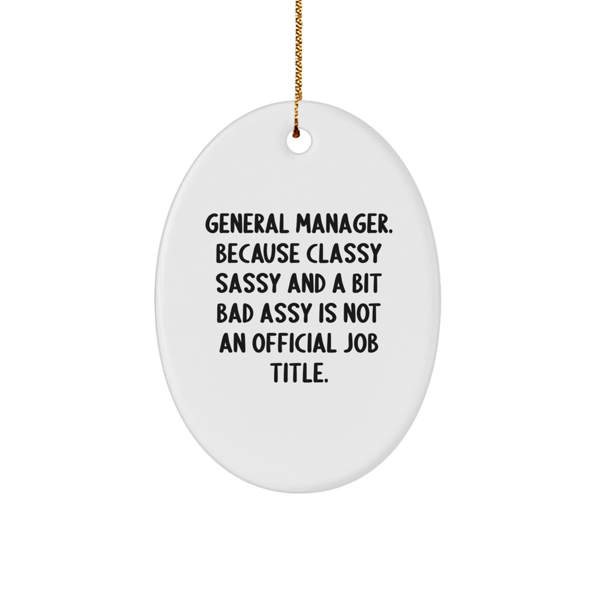 General Manager Oval Ornament Funny Quote Christmas Unique Gifts for Men from Friends - Image 1