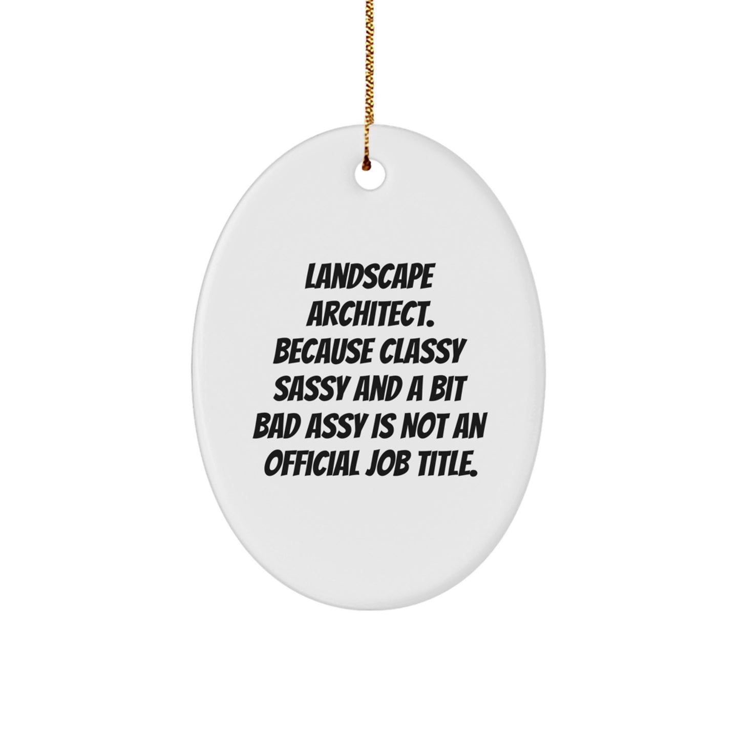 Funny Landscape Architect Gifts for Men or Women, Christmas Unique Decor Oval Ornament, Classy Sassy Quote from a Landscape Architect - Image 1
