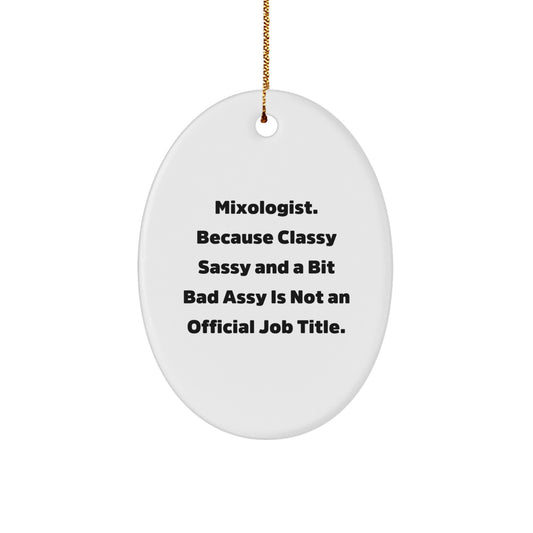 Funny Mixologist Gifts from Men for Women, Oval Ornament Christmas Unique Decorations - Image 1