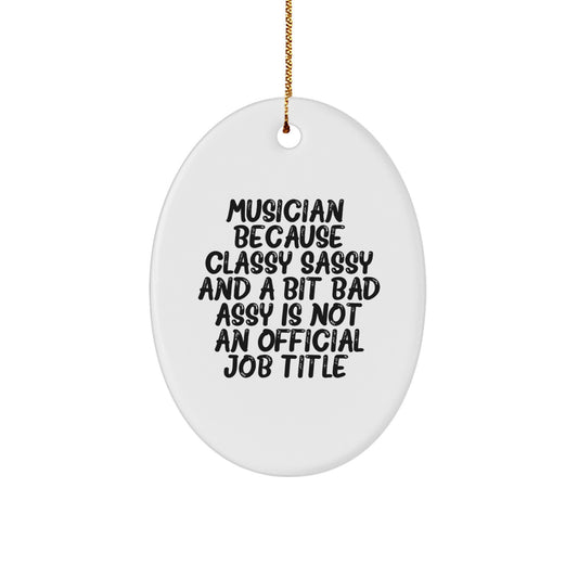 Funny Musician Oval Ornament, Gifts from Friends to Musician, Unique Christmas Unique Gifts for Musician Friends, Oval Shaped Musician Decor - Image 1