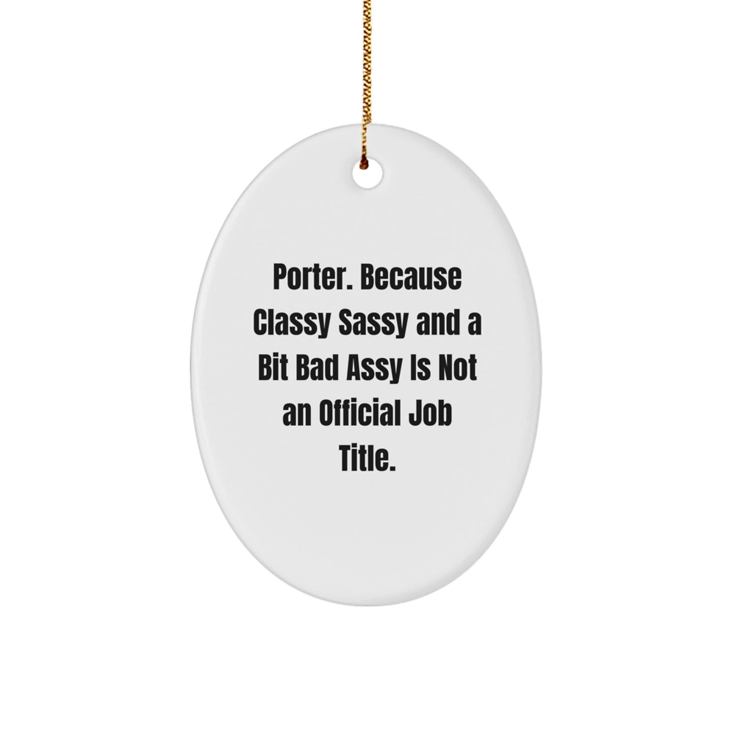 Christmas Gift for Her Porter Oval Ornament Present - Image 1
